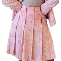 Dana Buchman Pink Tweed Pleated Fully Lined Side Zipper Fringe Hem Skirt... - $437.95 MXN