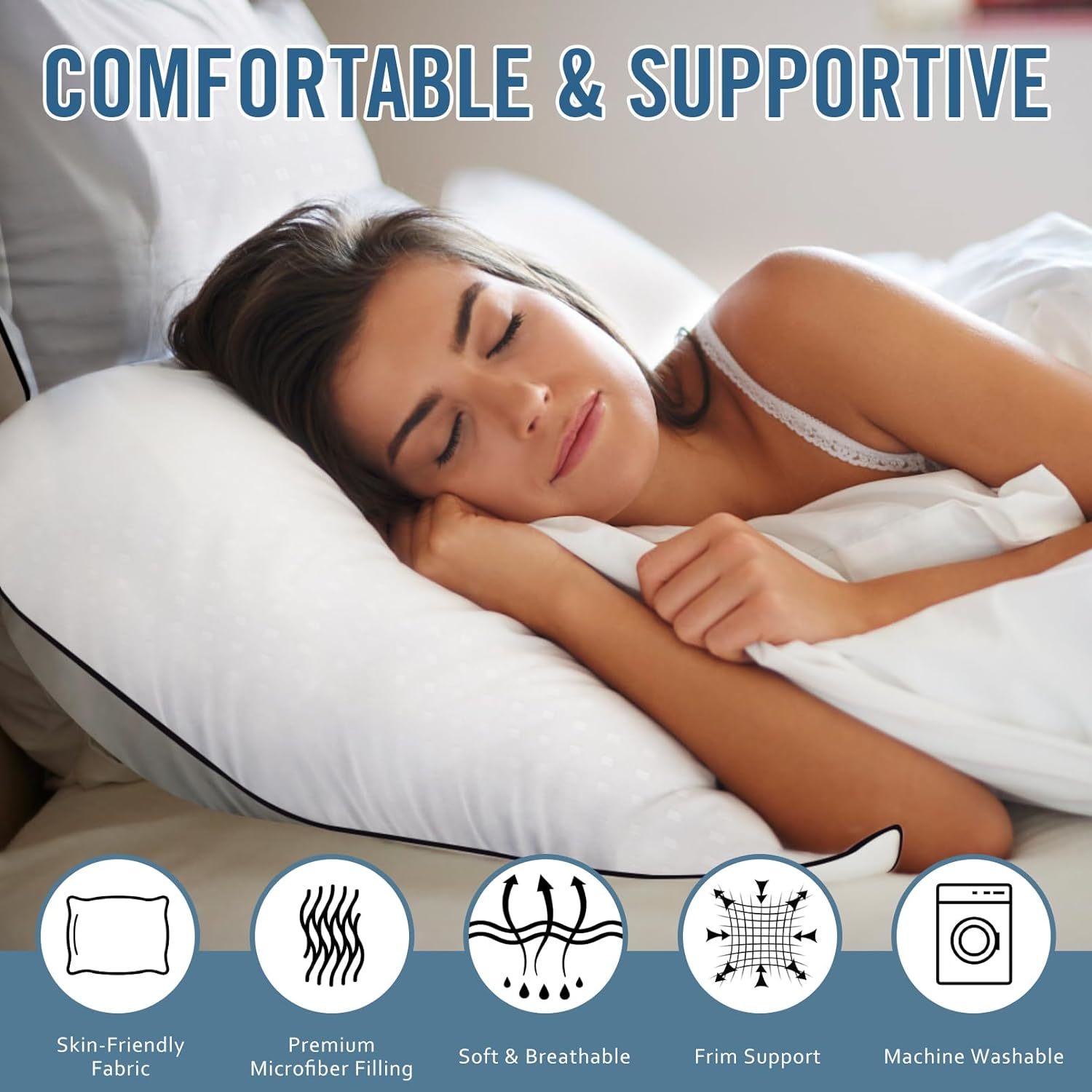 Bed Pillows for Sleeping Standard Size 2 Pack Cooling Hotel Quality Down Alterna - $37.66