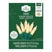 HOLIDAY TIME 72-218 100CT WARM WHITE MINI LIGHTS LED 19.5' - NEW! - $4.48