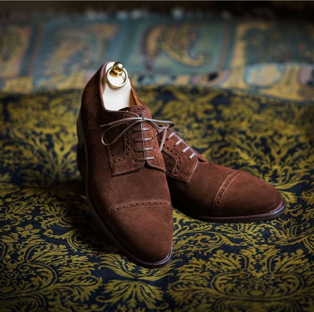 NEW Handmade Men's Brown Color Shoes, Cap Toe Lace Up Shoe, Men's Suede Fashion
