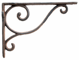 Decorative Wall Shelf Bracket Simple Vine Rust Brown Cast Iron Brace 9&quot; ... - £11.55 GBP