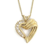 Authenticity Guarantee 
Vintage Baguette Half Diamond Heart Pendant Necklace ... - £1,032.77 GBP