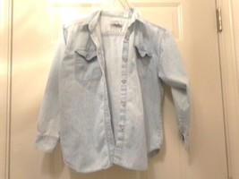 Youth Vintage Andrew&#39;s Girls Button Up Denim Light Blue Shirt Juniors Si... - £6.57 GBP