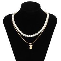 High-Cold And Simple Double-Layered  Necklace Man Black Rhinestone Pendant For M - £13.60 GBP