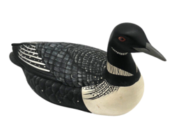 Hand Painted Black White Ceramic Loon Duck Figurine Decoy Style &quot; Large VTG - £44.93 GBP