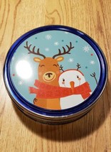 Sam&#39;s Choice Butter Cookies Round Tin Container &amp; Lid Decorative Reindeer - £7.11 GBP