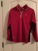 NIKE Dri Fit Boys 1/4 Zip Running Shirt Size Large Large Red &amp; Black - £25.36 GBP