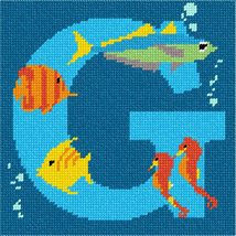 Pepita Needlepoint Canvas: Letter G Under The Sea, 7&quot; x 7&quot; - $50.00+