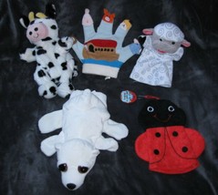 Set Lot 5 Hand Puppets Cow Ladybug Noahs Noah&#39;s Ark Sheep Lamb Polar Bear - £23.35 GBP