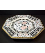 Octagonal porcelain collector plate gold rim &amp; details birds flowers Jap... - $12.95