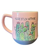 Cactus Coffee Mug You’re Stuck With Me Pink Green Cup Southwest - $238.23 MXN