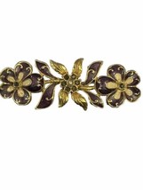 Vtg Signed Joan Rivers Gold Plate w Enamel Rhinestone Flowers Brooch RAR... - £31.73 GBP