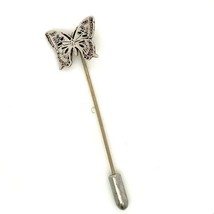 Vintage Signed Sterling Silver Carved Ornate Butterfly Shape Lapel Stick Hatpin - £30.76 GBP