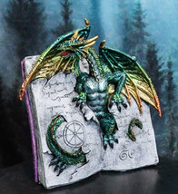 Guardian Of Bibliography Gold Green Dragon Emerging Out Of Spell Book Fi... - $39.99