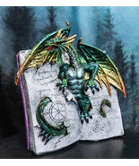 Guardian Of Bibliography Gold Green Dragon Emerging Out Of Spell Book Fi... - $39.99