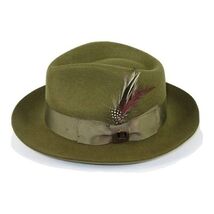Mens Bruno Capelo Hat Australian Wool Fedora Teardrop Crown Fabio FB229 Olive image 1