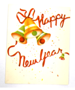 Vintage Happy New Year Greeting Card Bells A-Meri-Card MCM Whit USA Unused  - €13,79 EUR