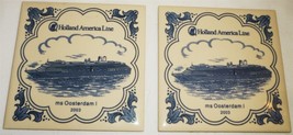 Delft Porcelain Tile Coaster Holland American Cruise Line Ms Oosterdam I SET/2 - £9.57 GBP