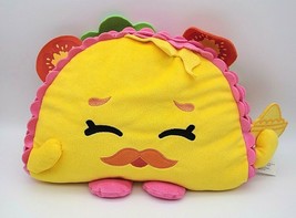 Shopkins Plush Taco Terrie Soft Pillow Stuffed 15&quot; With Mustache VG Condition - £6.93 GBP