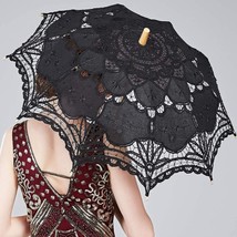 Embroidery Lace Parasol Umbrella | Victorian Lace Gothic Retro Style Wedding - £47.40 GBP