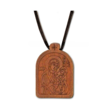 1 3/4&quot; Wooden Traditional Virgin Mary Theotokos Greek Orthodox Pendant N... - $9.49