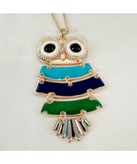 NWT Articulated Owl Necklace Dark Green Purple Blue Metallic Gold Colour... - £8.97 GBP