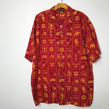 USC Trojans Shirt XL Red Hawaiian Aloha Collar Button College NCAA Short Sleeves - £35.71 GBP