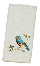 Avanti Premier Songbirds Fingertip Towels Set of 2 Embroidered Ivory Bathroom - £25.81 GBP