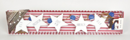 Rae Dunn USA 4th of July Red White Blue Stars 45&quot; Garland Wood Freedom Patriotic - £19.77 GBP