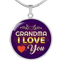 Grandma I Love You Stainless Steel-Silver Tone or 18k Gold Finish-Pendant Neckla - £47.44 GBP