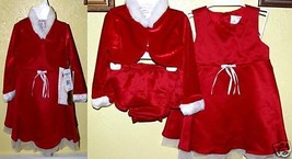 Christmas Rich Red (3 pc) Jacket, Dress, Panty (Sz 18m) - £19.55 GBP