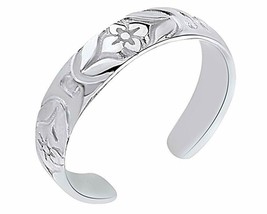 14k White Gold Plated Sterling Silver Adjustable Flower Toe Ring For Women&#39;s - £22.08 GBP