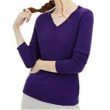Charter Club Womens Small Purple Cashmere V Neck Knit Sweater NWT B69 - £54.19 GBP