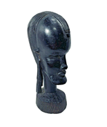 African Carved Tribal Head Statue Heavy Dark Wood Male Bust 6 tall Vintage - £19.98 GBP