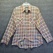 Vintage Wrangler Men&#39;s Sz L Western Button Down Shirt Plaid Long Sleeve - £14.96 GBP