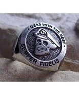 USMC SEMPER FI SKULL BERET ARMY RING USA BIKER BAGUE PATCH SILVER [ D23 ... - $67.01 CAD
