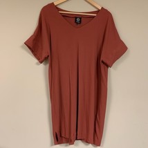 BOBEAU Women’s Tunic 1X Rust Burnt Orange Jersey Short Sleeve V-Neck Shirt-Dress - £29.59 GBP