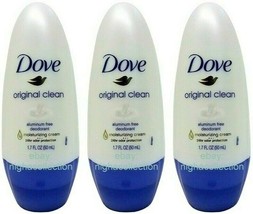 LOT 3 x Dove Original Clean, Moisturizing 24-Hr Roll On Deodorant 1.7 Oz Ea NEW - £14.80 GBP