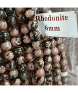 6mm Rhodonite Smooth Round Beads 15&quot; - 16&quot; strand  - £6.62 GBP