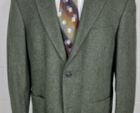 Lands End Mens Green Herringbone Tweed Lambswool Wool Sport Coat Jacket 43R - $39.60