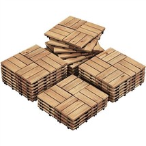 27 Pcs Patio Tiles Outdoor Deck Tiles Composite Wood Flooring For Garden Grass - £123.18 GBP