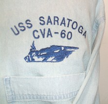 USN US Navy USS Saratoga CV-60 men&#39;s long sleeve button down shirt X-Lg  - £15.69 GBP