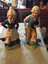 Homco Figurines  - 1/Old Man &amp; 1/ Old Woman both with Rooster Grandpa &amp; Granny - £28.05 GBP