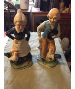 Homco Figurines  - 1/Old Man &amp; 1/ Old Woman both with Rooster Grandpa &amp; ... - £25.11 GBP
