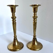 Beautiful Vintage Brass Candlestick Pair of Two 8&quot; Gold Patina Holders - $49.50