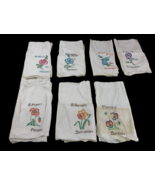 Vintage Days of the Week Tea Towels Set Lot 7 Day Floral Embroidered Flo... - £73.63 GBP