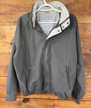 St Johns Bay Coat Jacket Lightweight Mens Medium Built in Hood Gray - $499.84 MXN