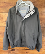 St Johns Bay Coat Jacket Lightweight Mens Medium Built in Hood Gray - $26.86