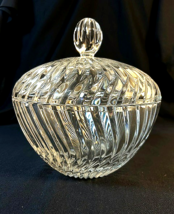 Dramatic TOWLE 25% Lead Crystal Ribbed SWIRL  Bowl w/High Dome Lid - $76.23