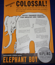 Motion Picture Herald Elephant Boy Movie Ad 1938 - £3.14 GBP